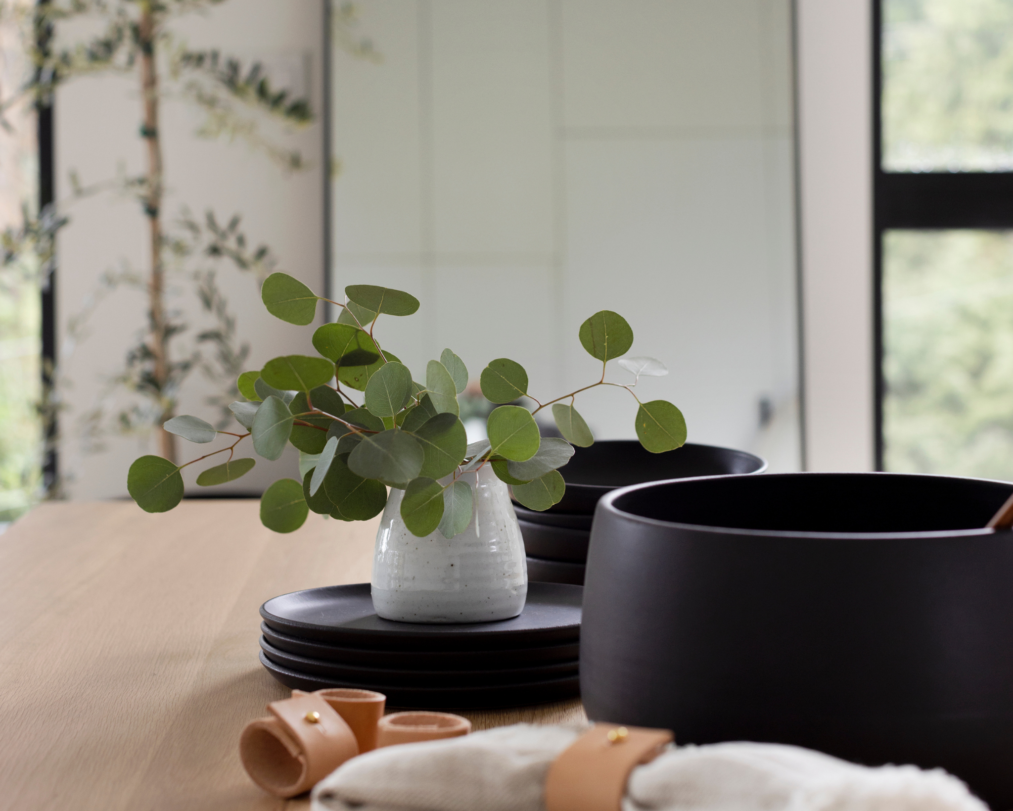 Black Stoneware Serving Bowl