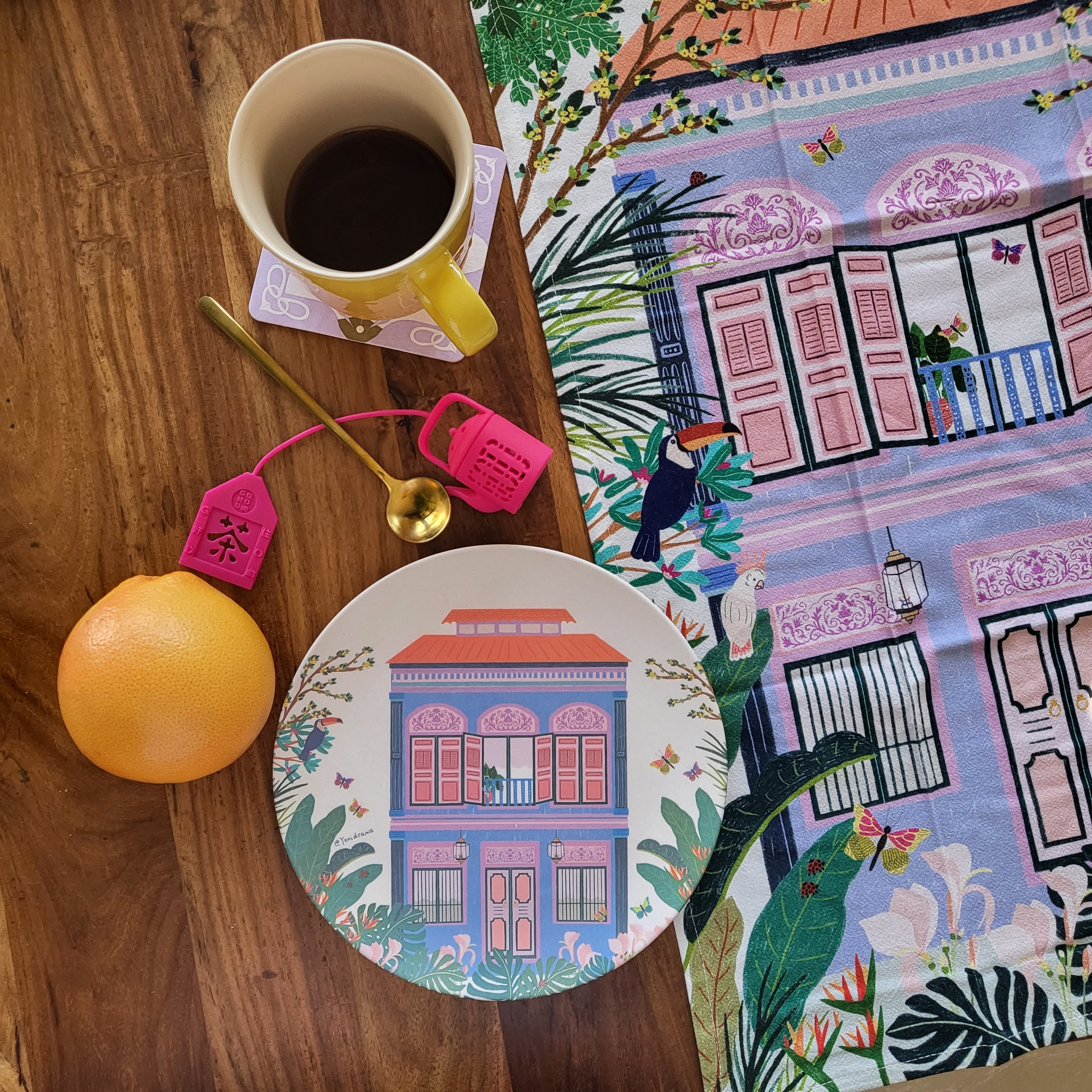 The Lilac Shophouse Tea Towel