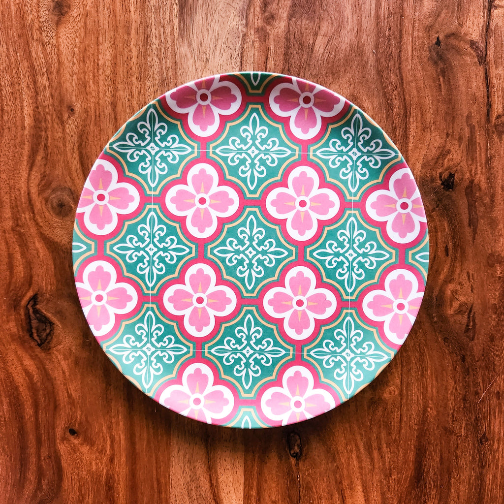 Peranakan Tile Bamboo Plate - Plum Blossom