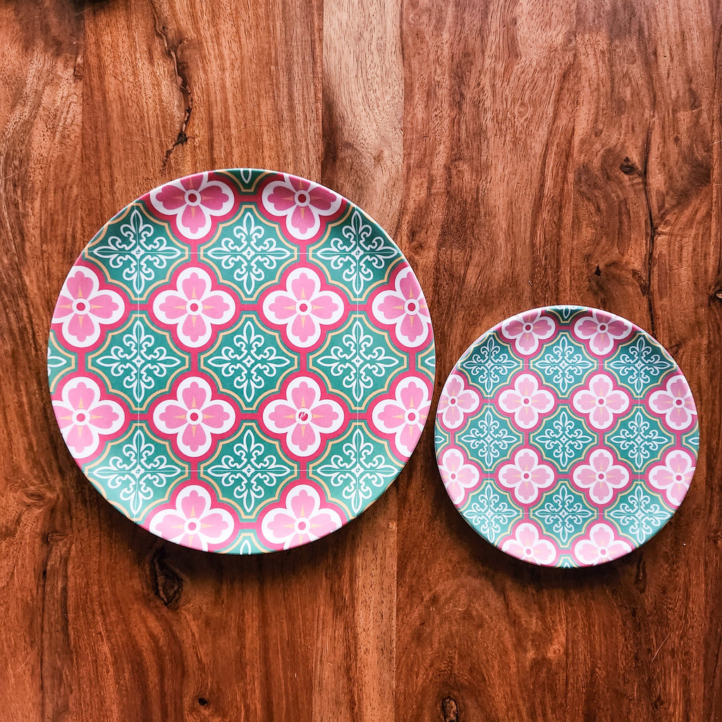 Peranakan Tile Bamboo Plate - Plum Blossom