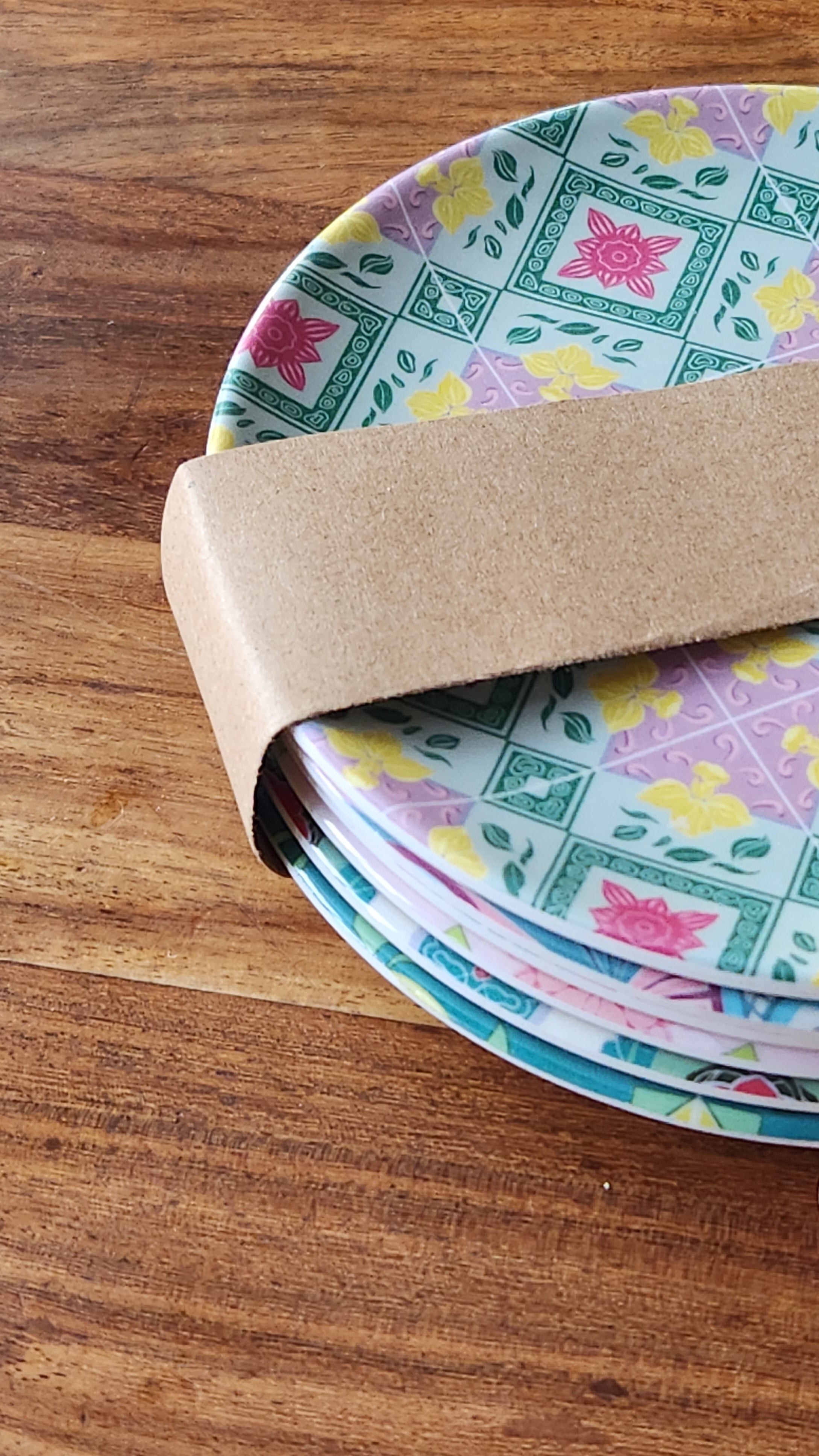 Peranakan Tile Bamboo Plate - Square flowers