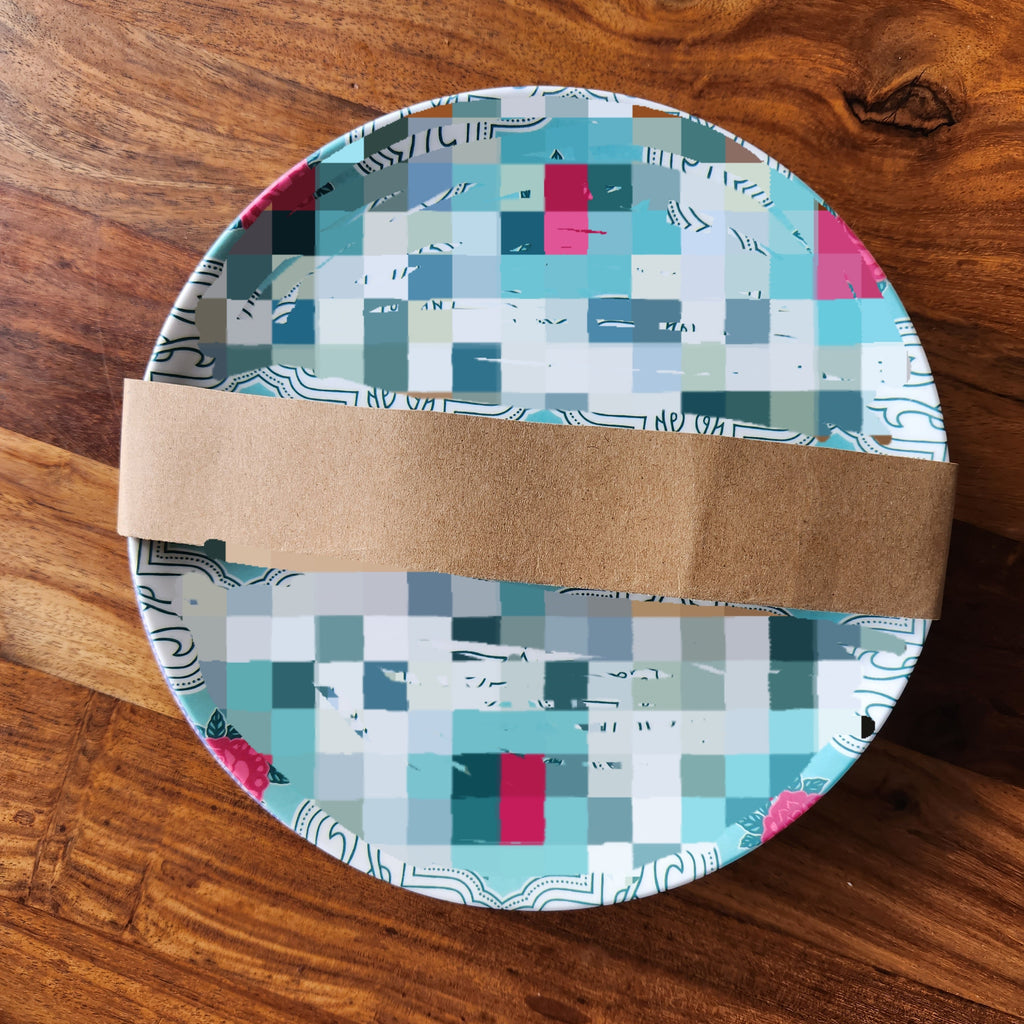 Peranakan Tile Bamboo Plate - Grey Rose