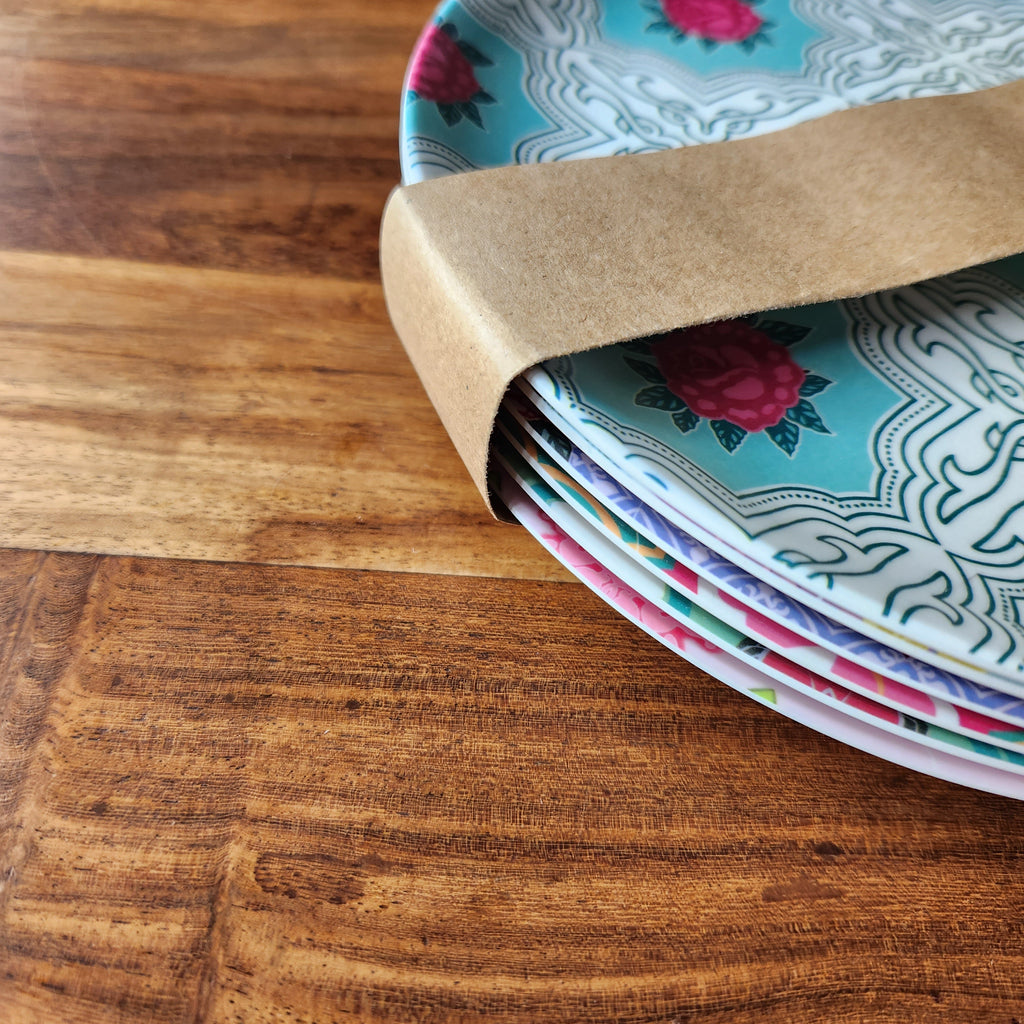 Peranakan Tile Bamboo Plate - 4 Circle flower