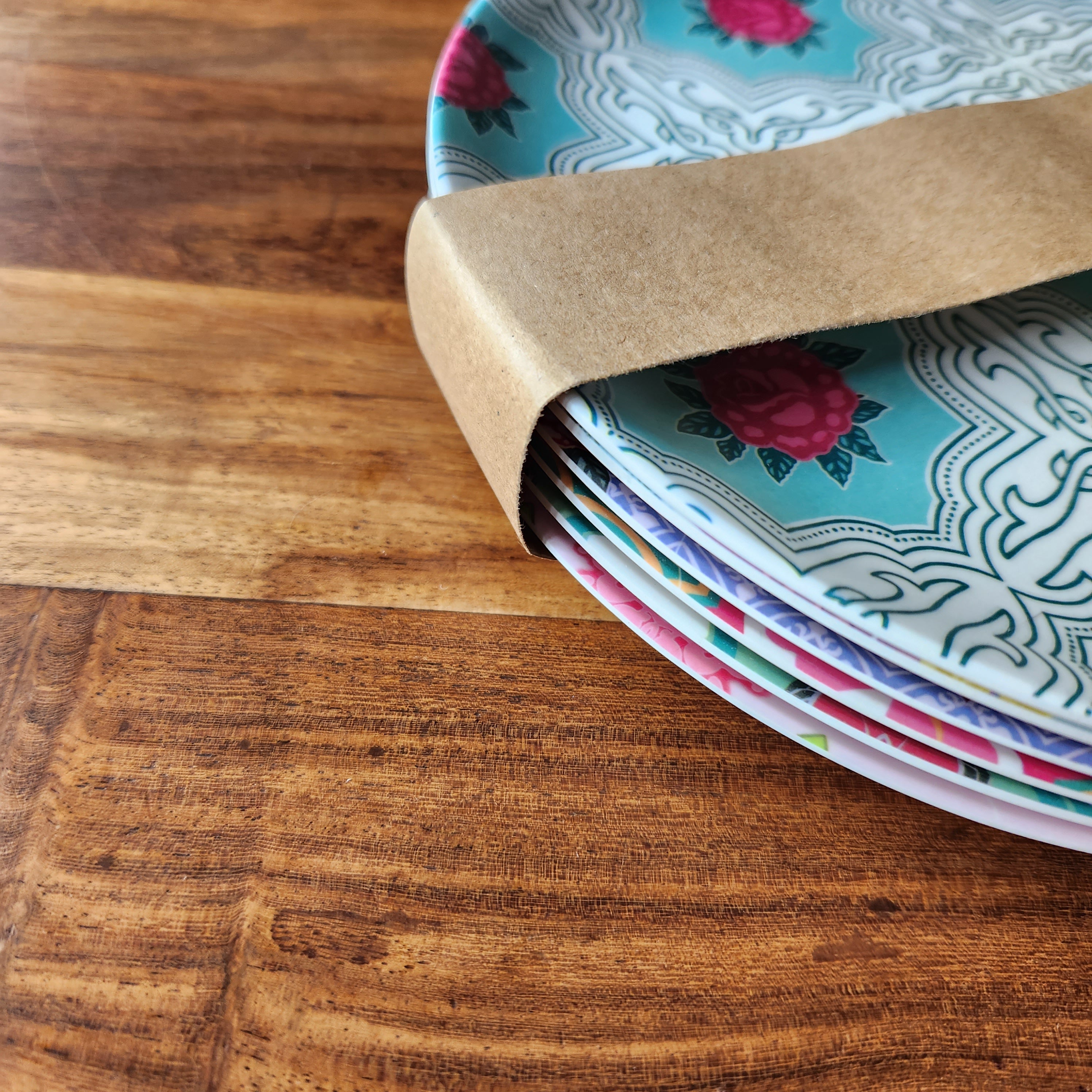 Peranakan Tile Bamboo Plate - 4 Circle flower