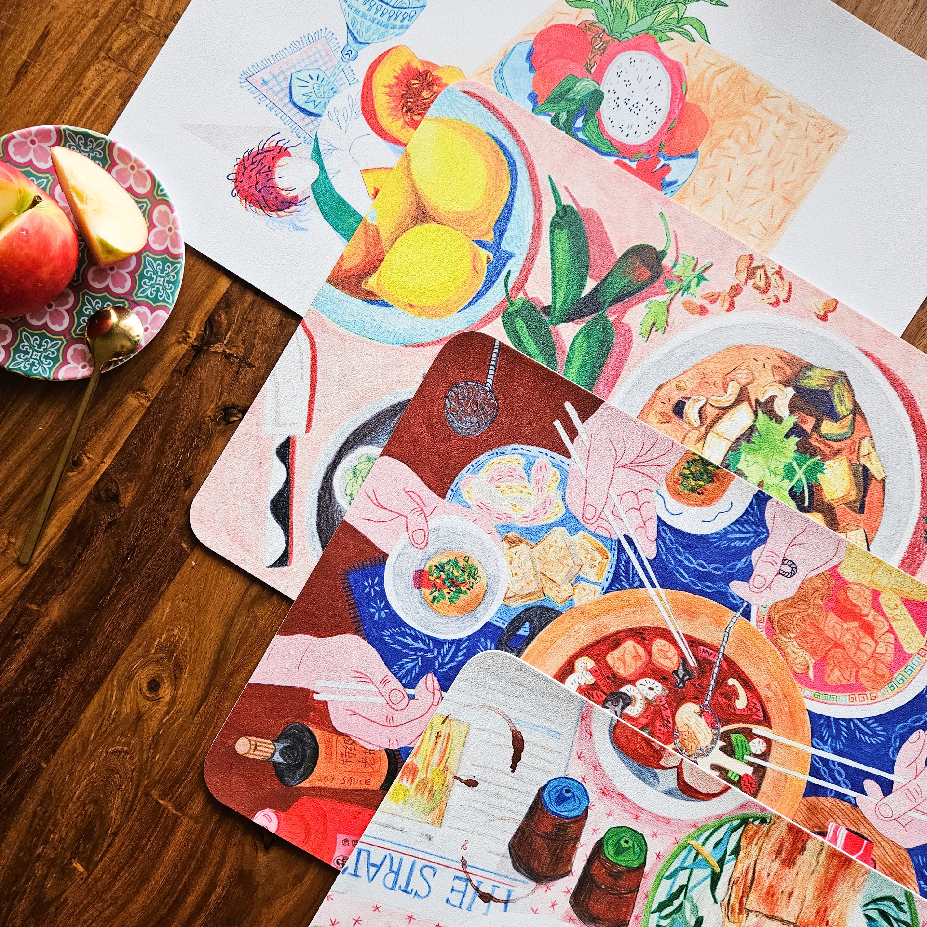PU Leather Placemat Singapore Theme
