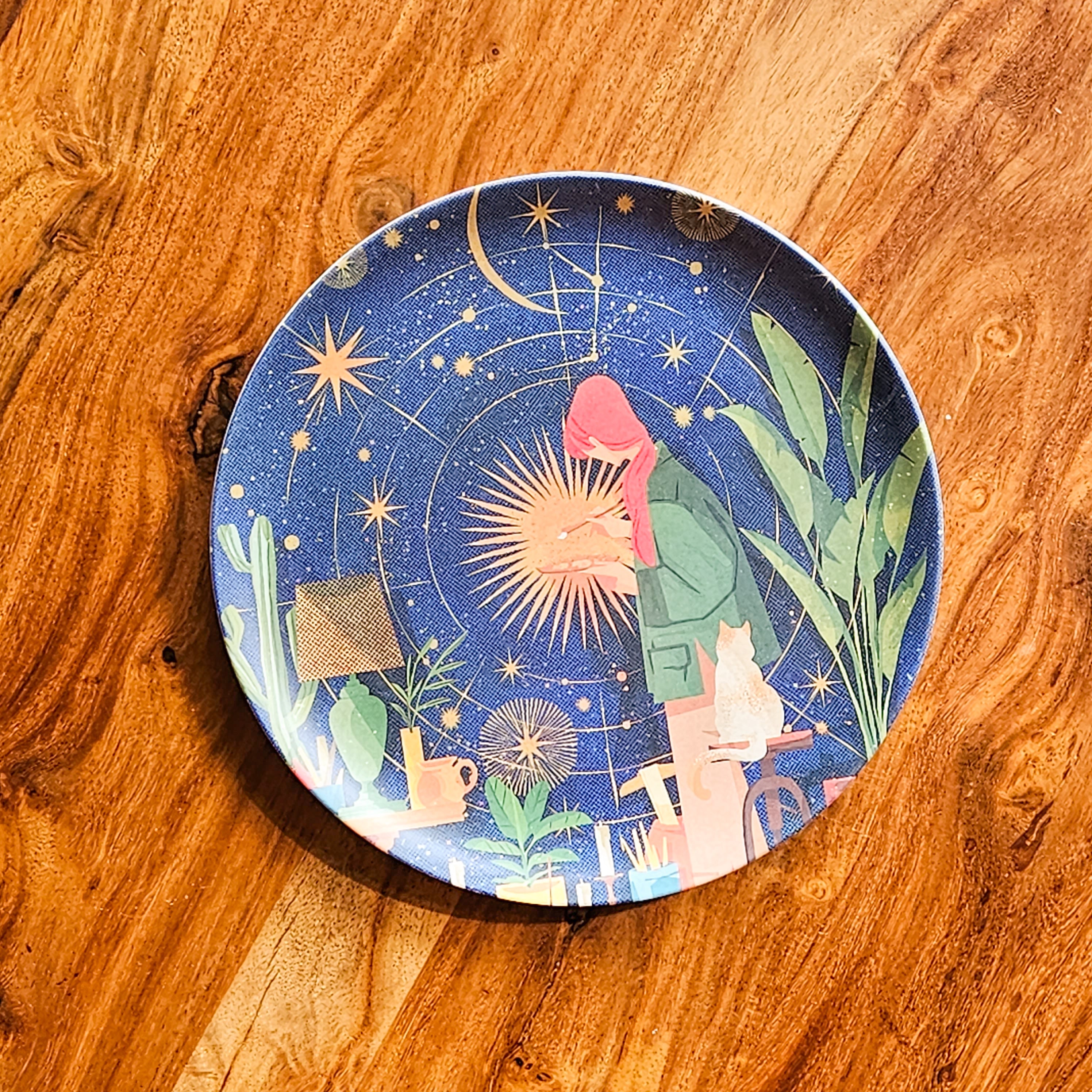 Artsy Girls & their Cats 8" Bamboo Plates