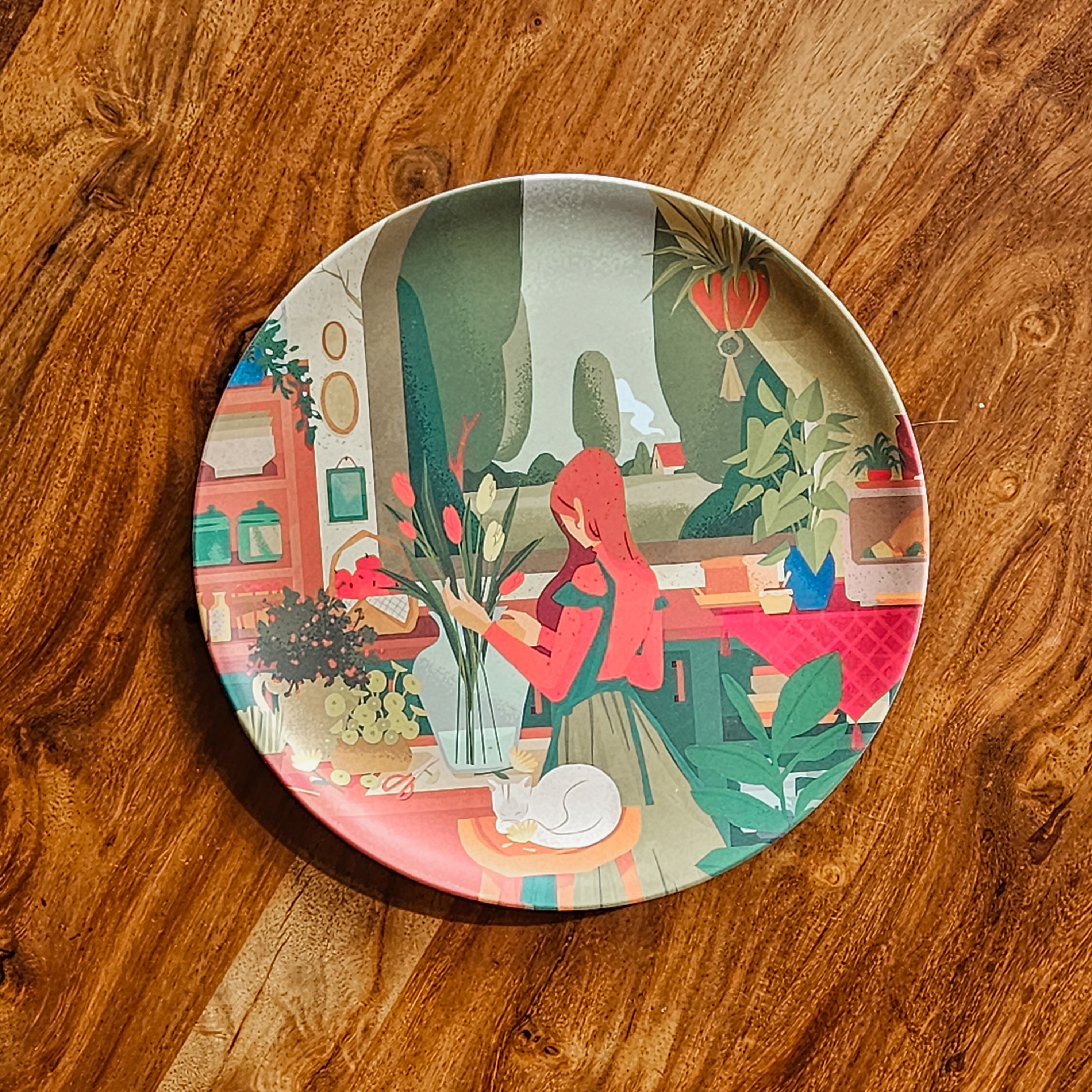 Artsy Girls & their Cats 8" Bamboo Plates