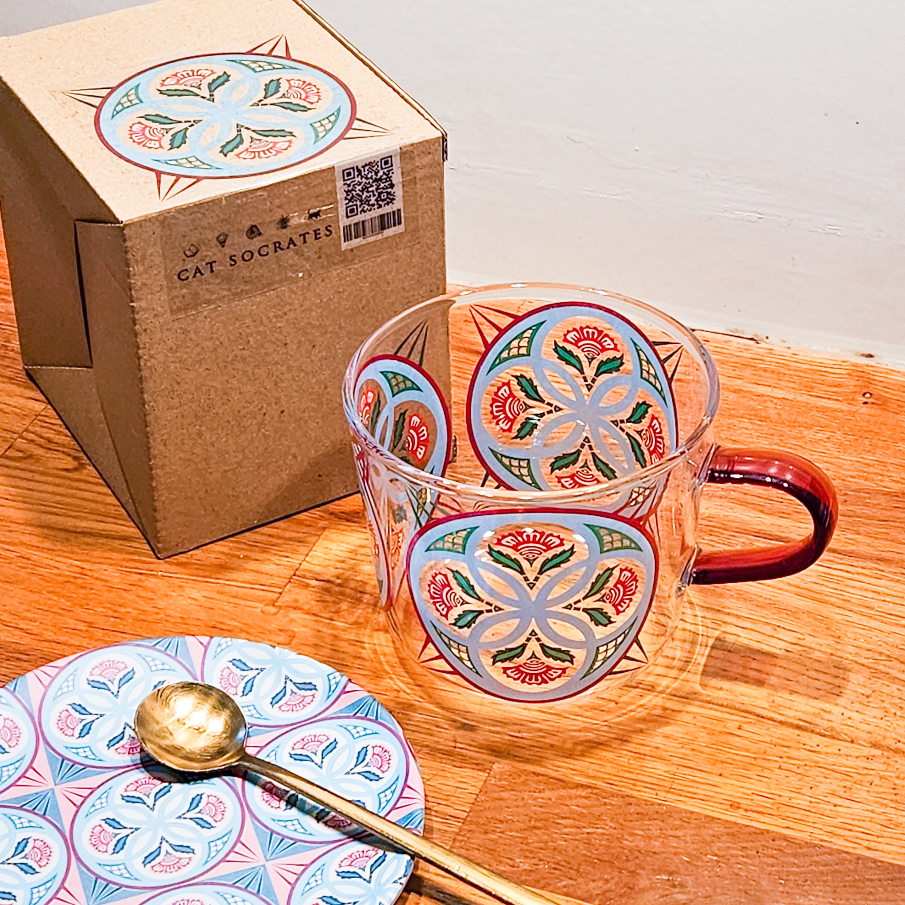 Circle Flower Peranakan Tile Glass Mug