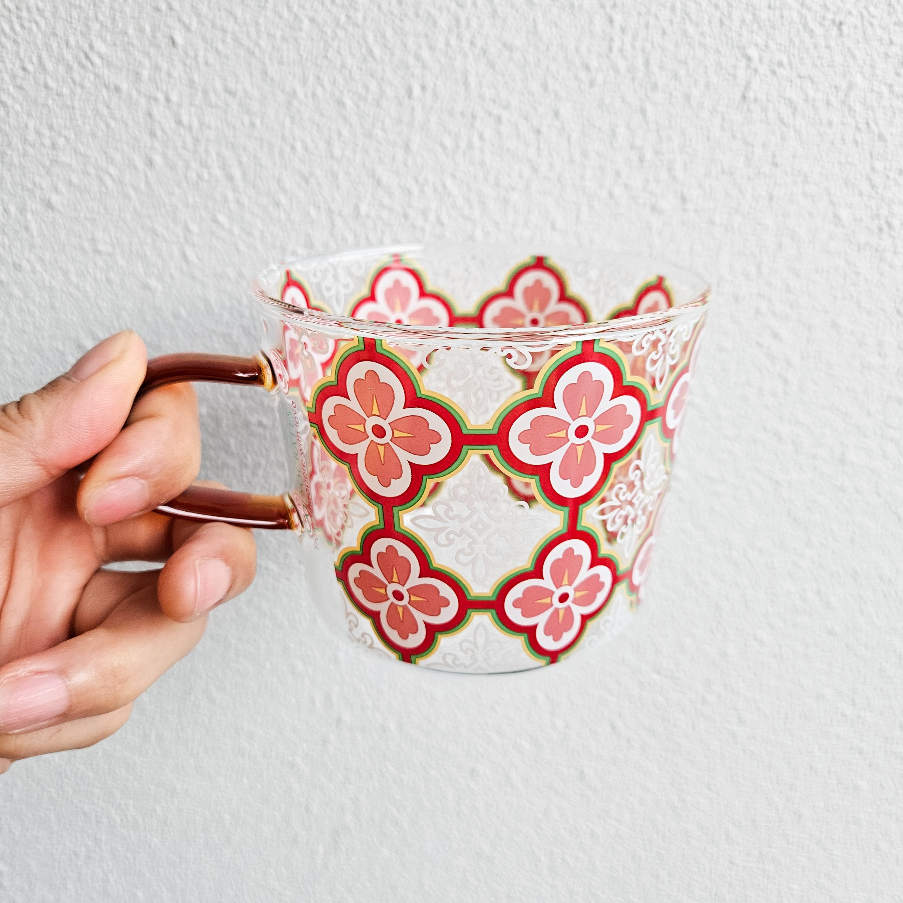 Plum Blossom Peranakan Tile Glass Mug
