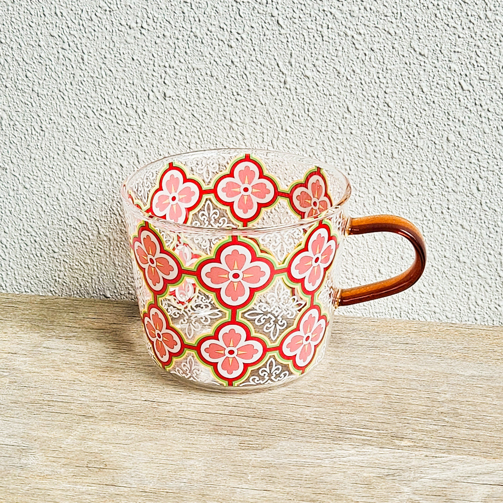 Plum Blossom Peranakan Tile Glass Mug