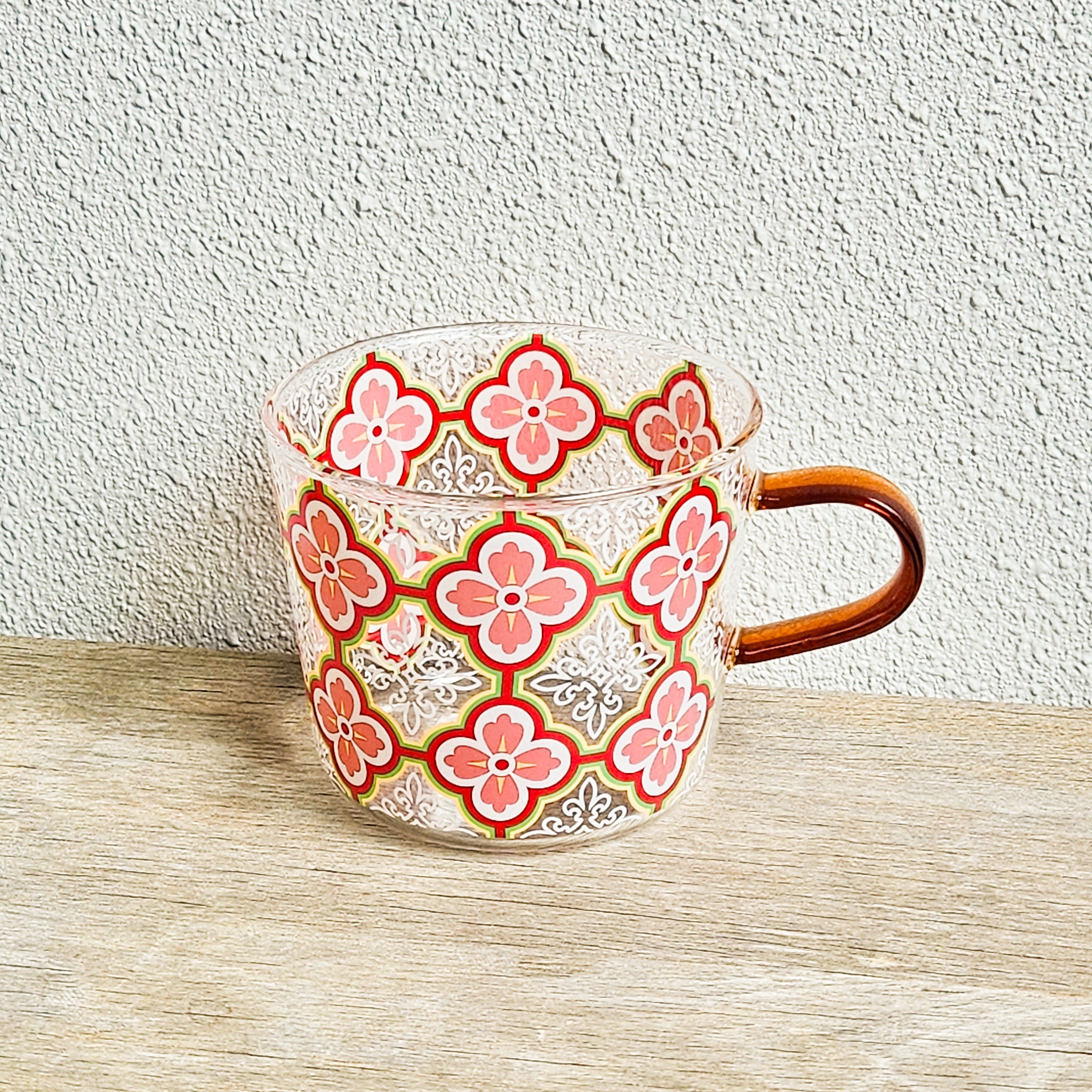 Plum Blossom Peranakan Tile Glass Mug