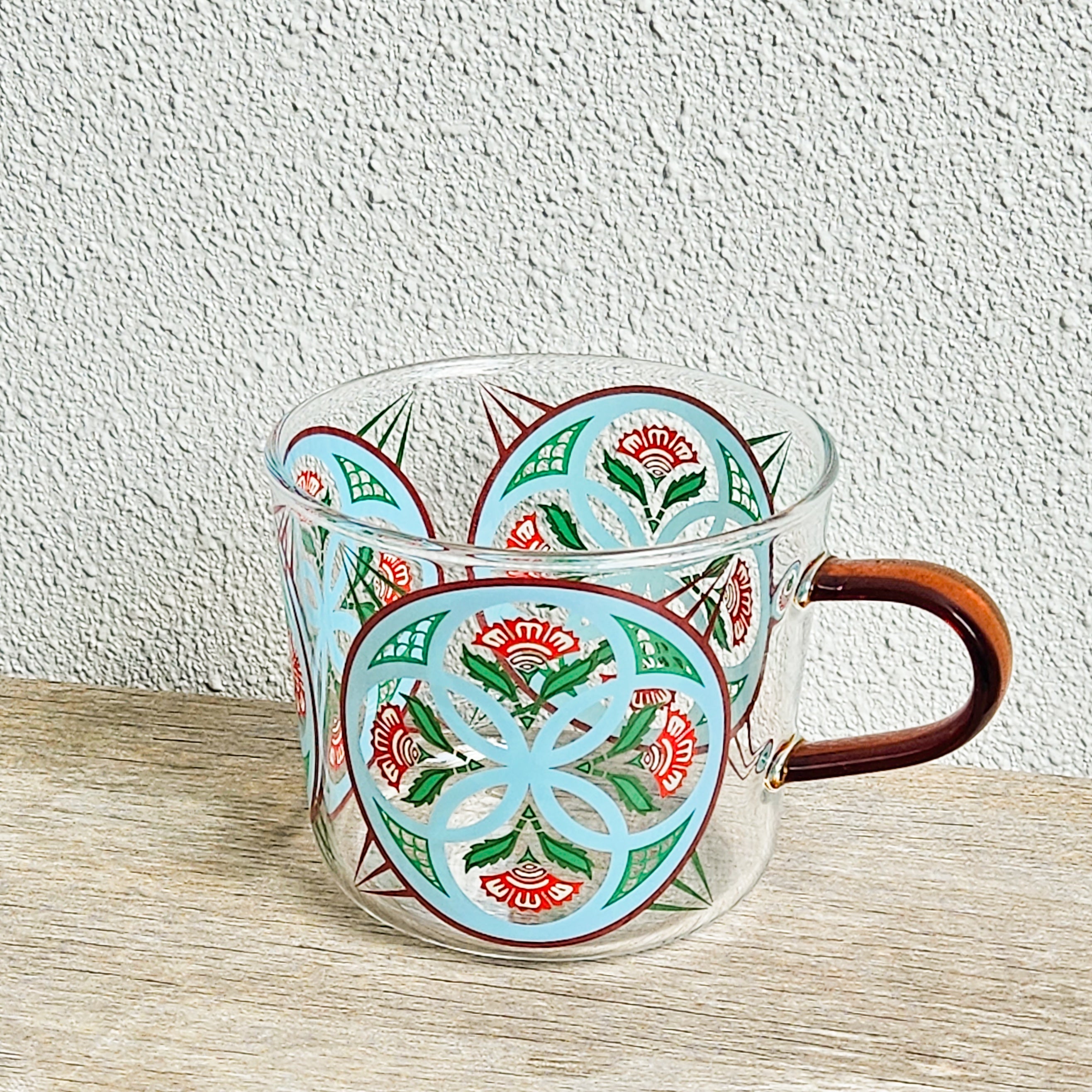 Circle Flower Peranakan Tile Glass Mug