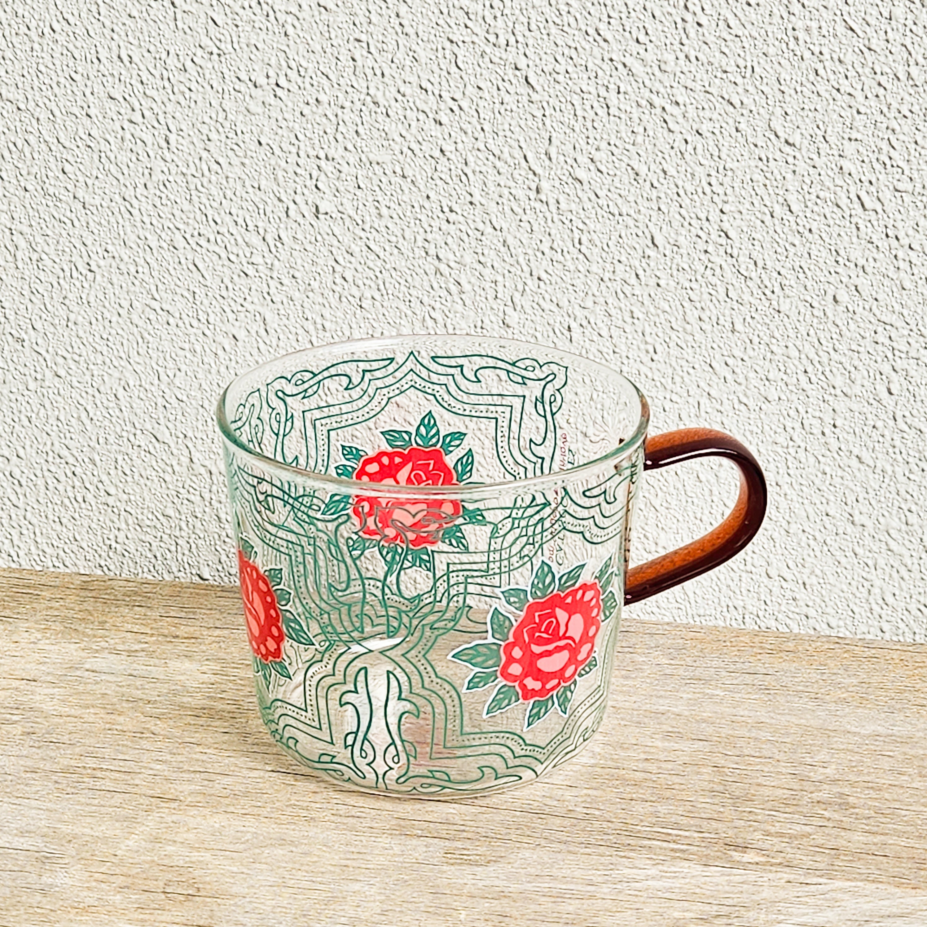Classic Rose Peranakan Tile Glass Mug