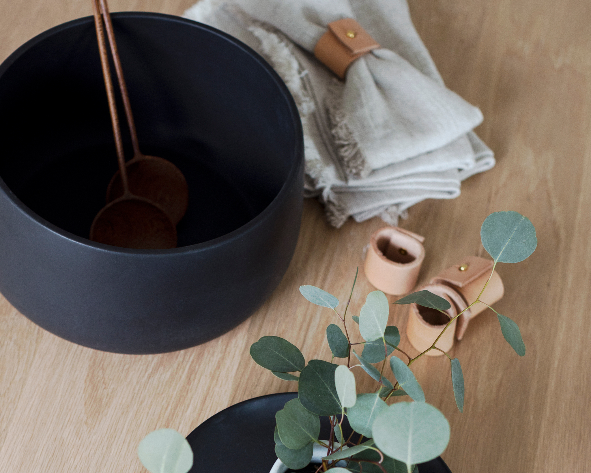 Black Stoneware Serving Bowl