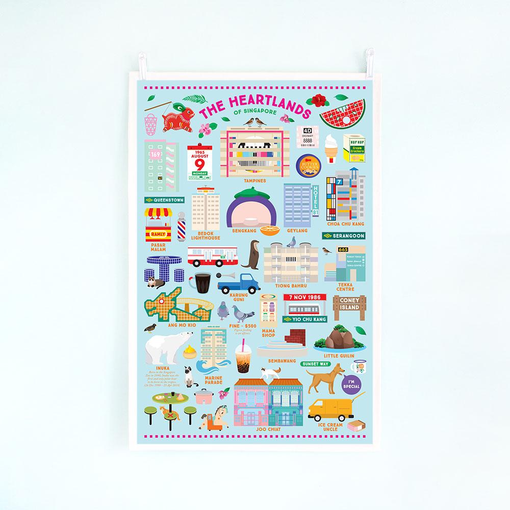 Singapore Theme Tea Towel