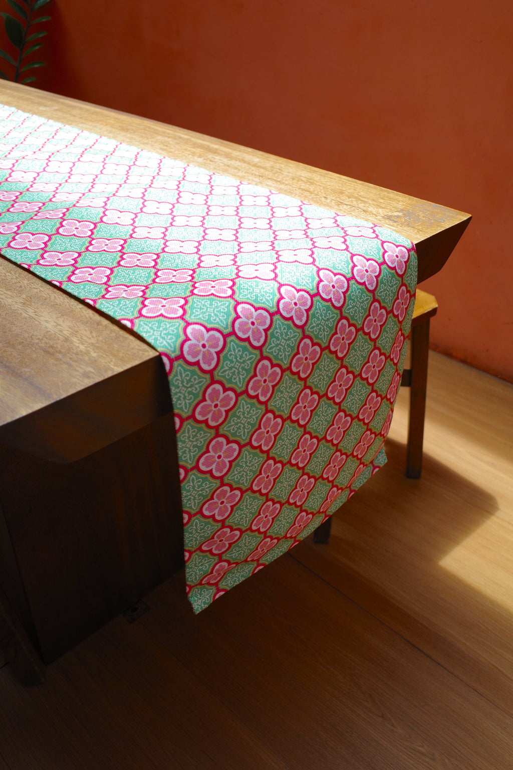 Peranakan Tile Table Runner in Plum Blossom