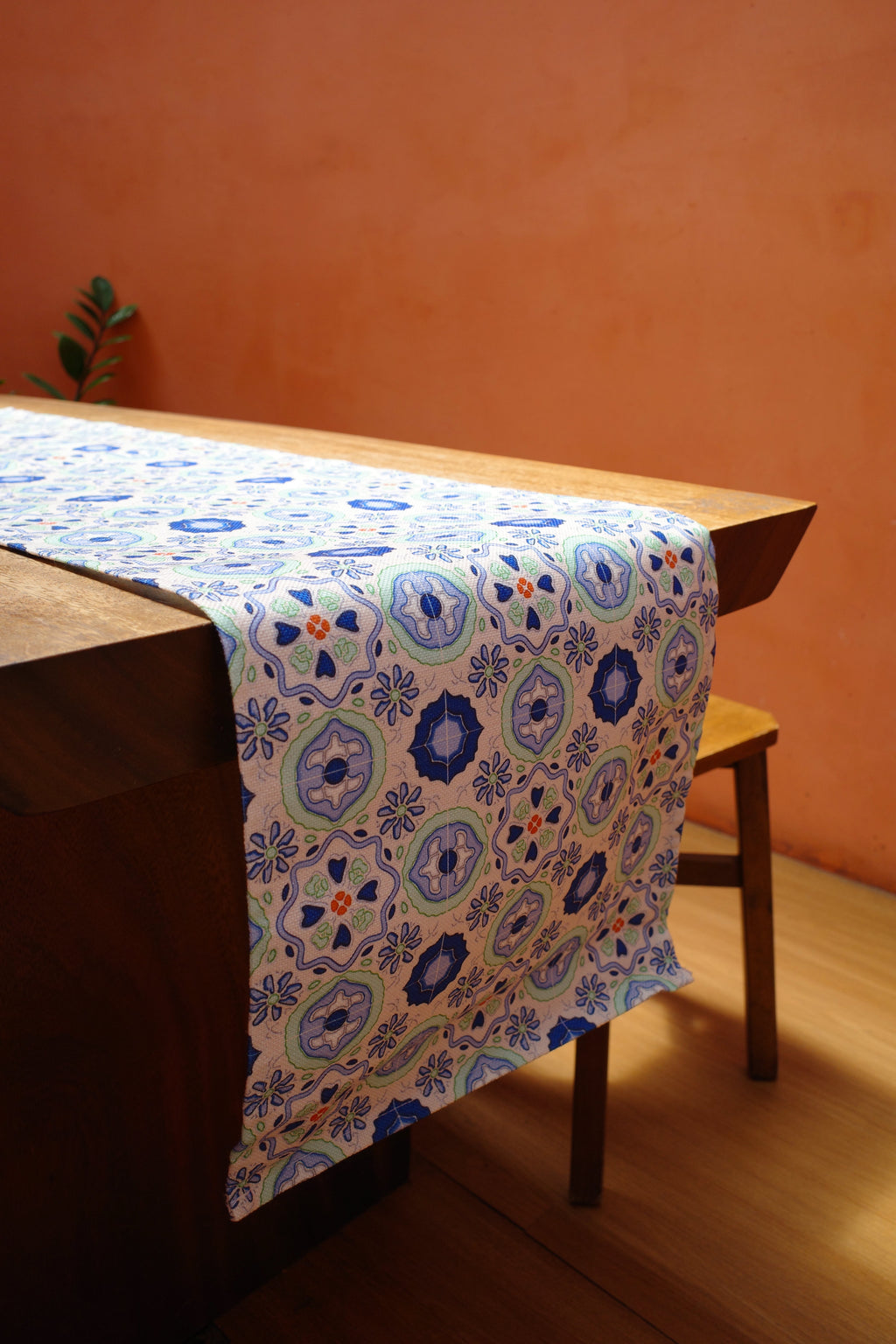 Peranakan Tile Table Runner in Blue Tile