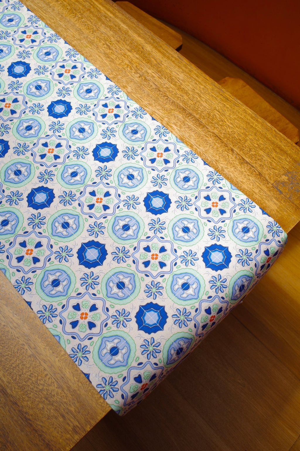 Peranakan Tile Table Runner in Blue Tile