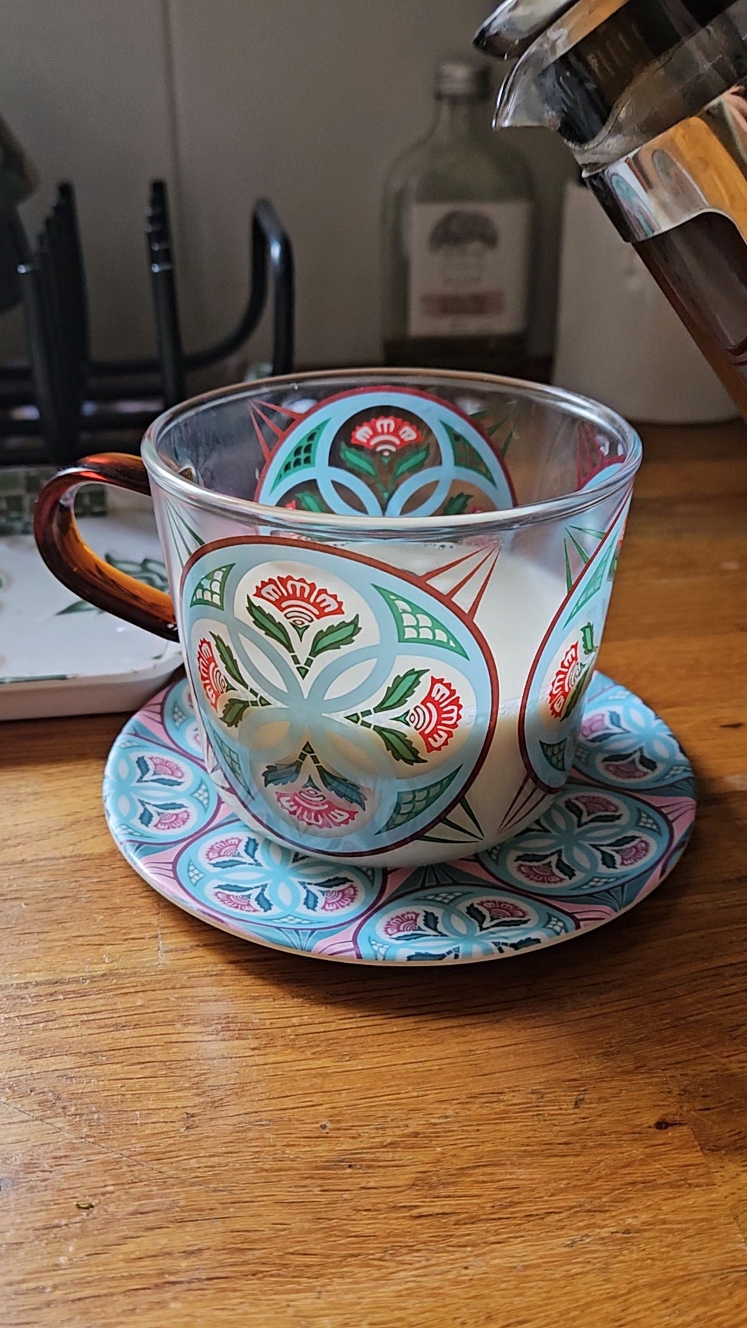 Circle Flower Peranakan Tile Glass Mug