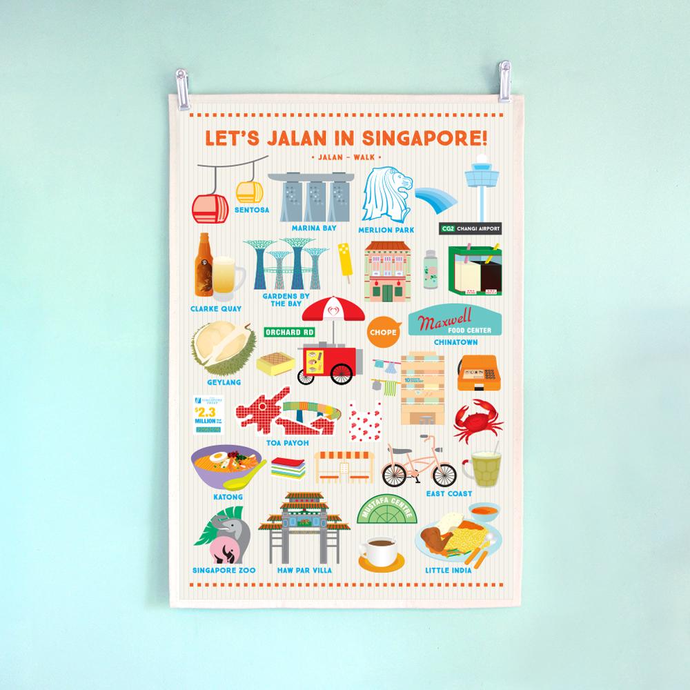 Singapore Theme Tea Towel