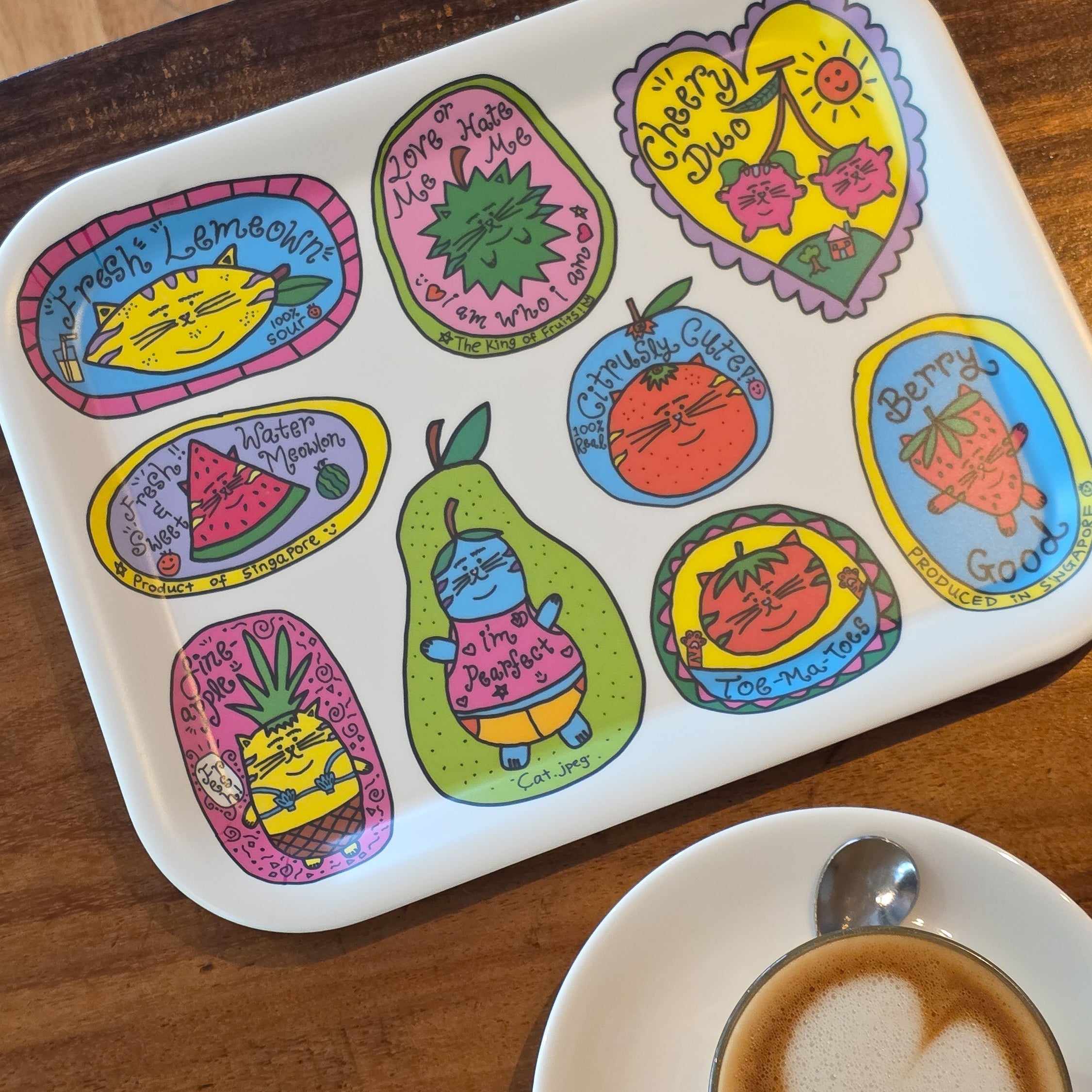 Fruity Cats by Cat.jpeg Bamboo Tray