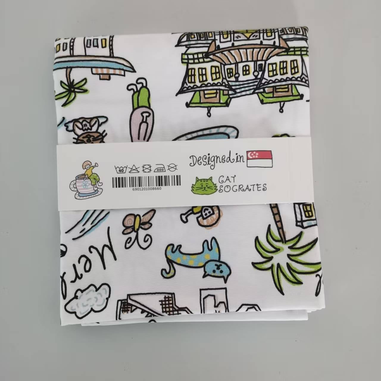 Walk Around Singapore Tea Towel