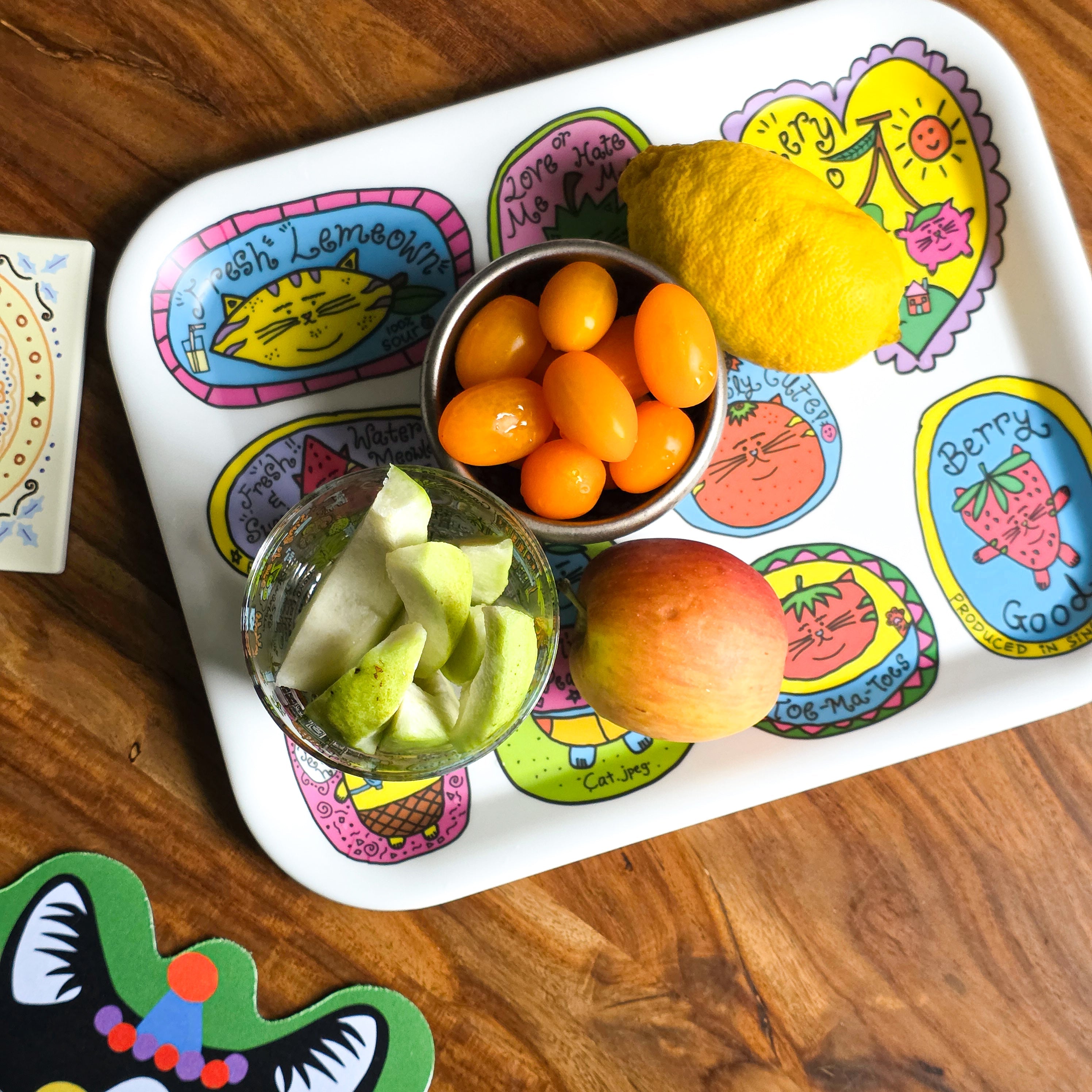 Fruity Cats by Cat.jpeg Bamboo Tray
